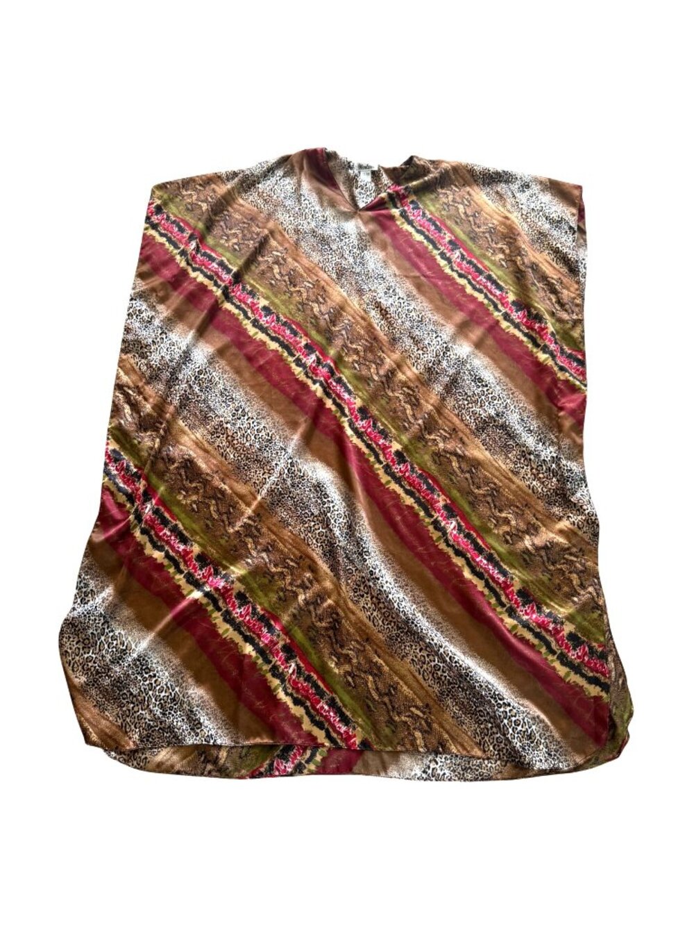 Winlar Women's Kaftan Dress Brown Striped Animal Print V-Neck Resort Cover Up